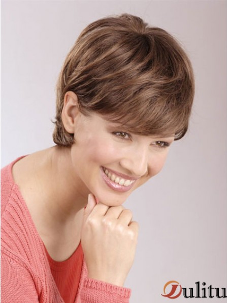 Remise 6 pouces Auburn Cropped Boycuts Droite Perruques En Dentelle