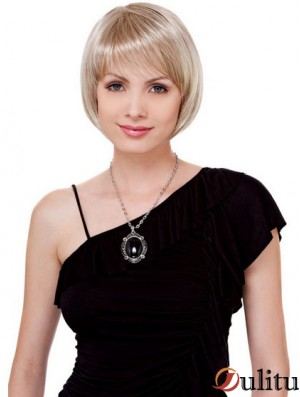 Bobs Chin Longueur Blonde Droite Confortable Petite Perruques