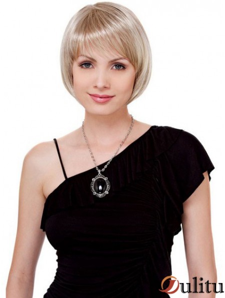 Bobs Chin Longueur Blonde Droite Confortable Petite Perruques