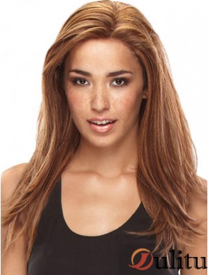 Sans Frange Incroyable Droite Auburn Longue Cheveux Humains Avant de Lacet Perruques