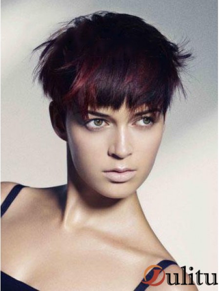 100% boycuts droits noués à la main recadrés élégants perruques de cheveux humains