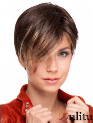 Auburn Cropped Perruques en dentelle Boycuts droites conçues