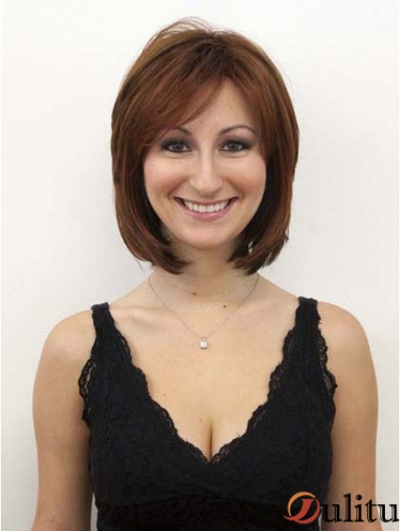 Perruques de cheveux humains Auburn Couleur Layered Cut Chin Longueur