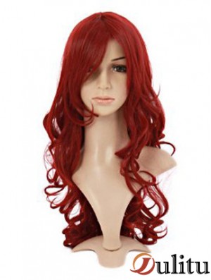 Ondulé avec frange Lace Front Style 20 pouces rouge perruques longues