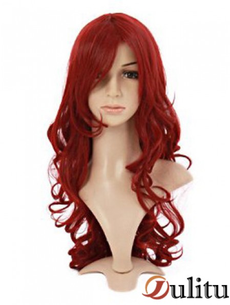 Ondulé avec frange Lace Front Style 20 pouces rouge perruques longues