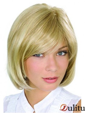 Longueur de menton Blonde de haute qualité 10 pouces Wavy Bob perruques