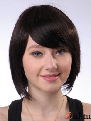 Perruques de cheveux humains Bobs Best Straight Brown Longueur du menton