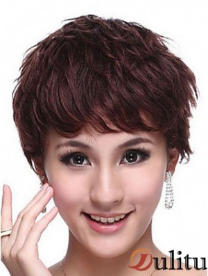 Capless Wavy Boycuts Cropped Perruques de cheveux humains à la mode