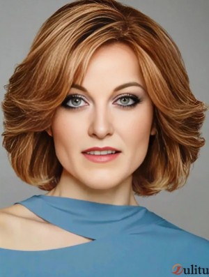 12 pouces perruques de cheveux humains auburn pour femme