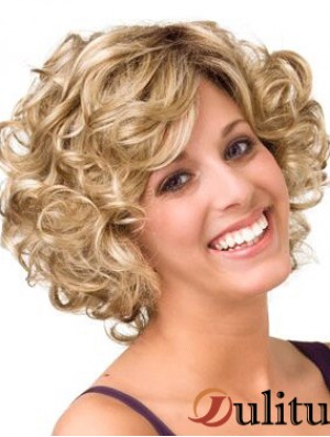 Bouclés Blonde Layered 10 pouces Acheter Perruques de cheveux humains