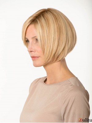 Lace Front Straight Bobs 8 pouces Blonde Longueur de menton Perruques de vrais cheveux humains