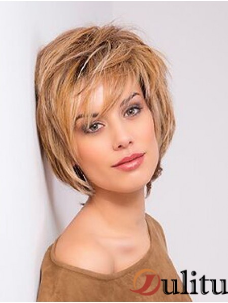 Blonde Monofilament Droite Bobs 10 pouces Cuivre Cuivre Longueur Cheveux Humains Avant de Lacet Perruques