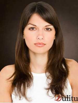 Cheveux humains remy de monofilament 16  inchlong directement brun sans frange cheveux pour le cancer
