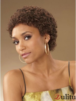 perruque courte bouclée brune pour afro-américaine