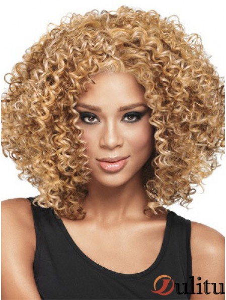 Style de cheveux africains avec une longueur d'épaule de couleur blonde style capless Kinky