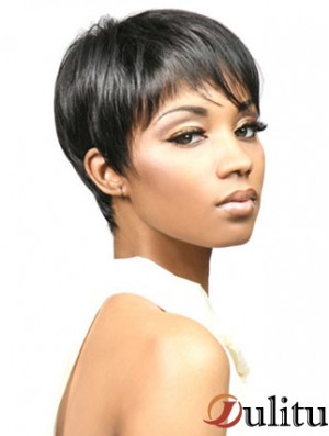 Perruques africaines avec coupe courte capless synthétique Boycuts Style droit