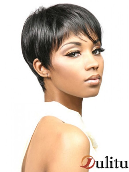 Perruques africaines avec coupe courte capless synthétique Boycuts Style droit