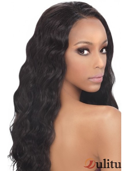 Cheveux humains ondulés noirs avec une longue longueur ondulée de style capless