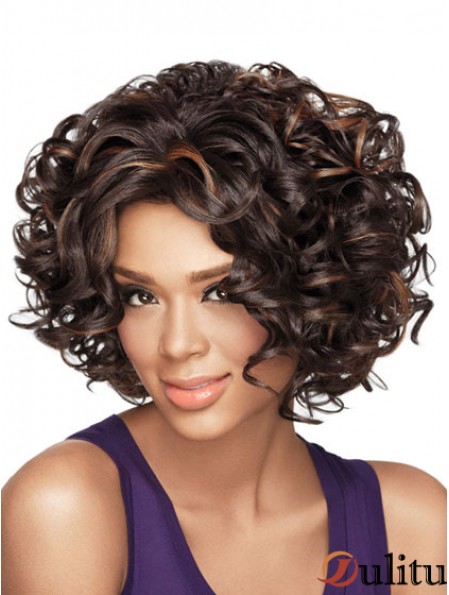Perruques afro-américaines avec style bouclé de longueur de menton capless synthétique
