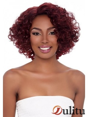 Perruques bouclées pour les femmes afro-américaines avec une couleur rouge style capless bouclé