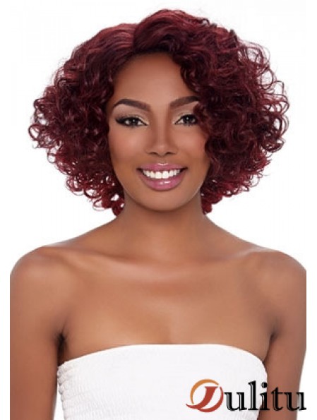 Perruques bouclées pour les femmes afro-américaines avec une couleur rouge style capless bouclé