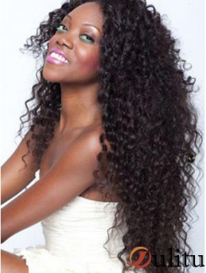 Perruques en dentelle afro-américaine Remy Style humain Kinky longue longueur
