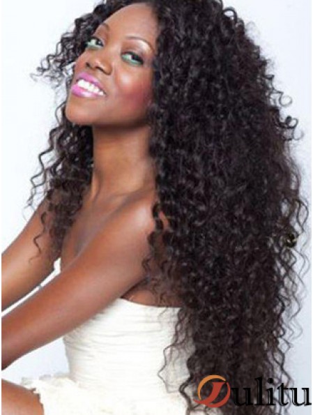 Perruques en dentelle afro-américaine Remy Style humain Kinky longue longueur