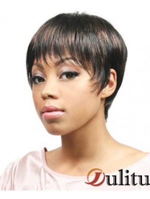 Les perruques de cheveux africains coupent le style droit de longueur coupée avec capless
