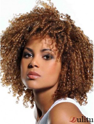 Perruques de cheveux blonds afro-américaine couleur blonde avec une frange Kinky Style