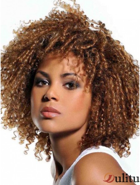 Perruques de cheveux blonds afro-américaine couleur blonde avec une frange Kinky Style