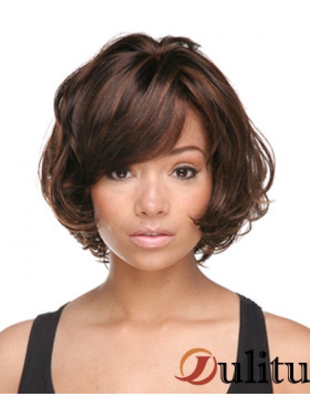 Auburn Chin Longueur Bobs Capless Styles de cheveux synthétiques pour femme noire