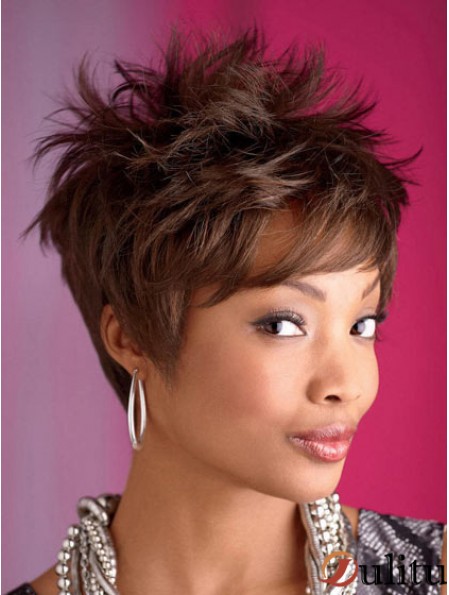 8 pouces Boycuts Cropped Coiffes synthétiques capless pour les femmes afro-américaines