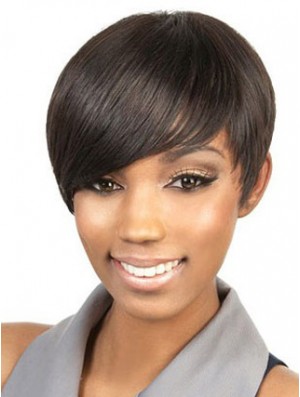 Perruques Afro-Américaines Brunes Courtes Boycuts Droites