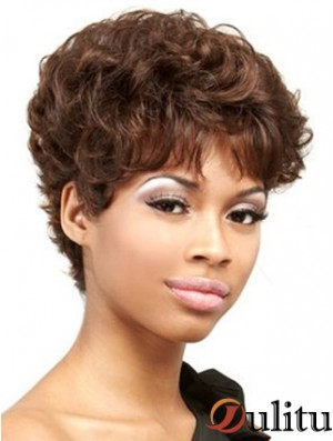 Auburn recadrée Boycuts bouclés perruques afro-américaines pratiques