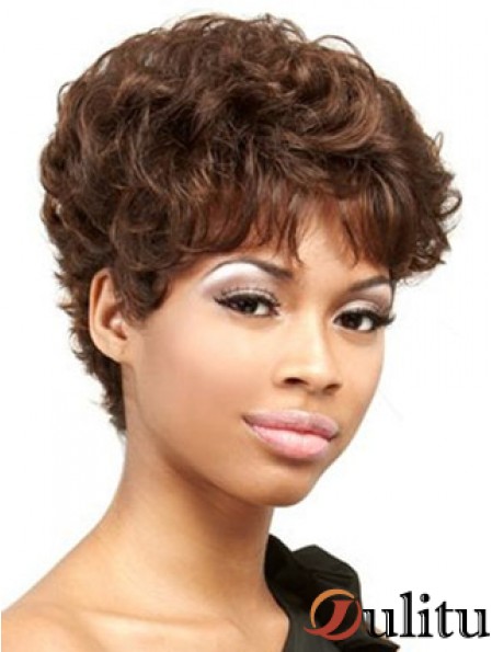 Auburn recadrée Boycuts bouclés perruques afro-américaines pratiques