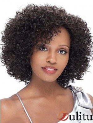 Cheveux humains brésiliens courts avant de lacet noir perruques bouclés crépus pour les femmes noires