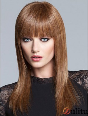 Yaki avec frange longue perruque fabuleuse en dentelle brune
