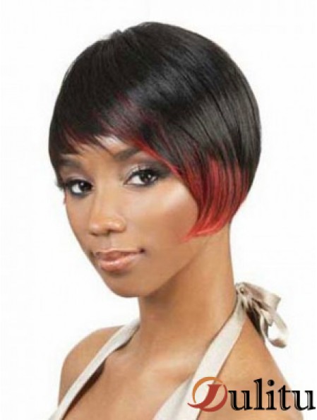 Perruques afro-américaines à la mode noires en couches droites courtes