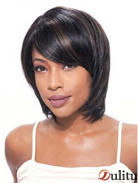 Bobs belle droite noire menton longueur cheveux humains avant de lacet perruques