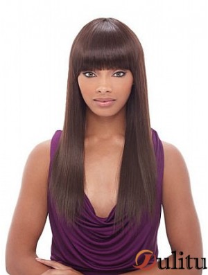 Longue Auburn Yaki avec frange perruques afro-américaines pratiques