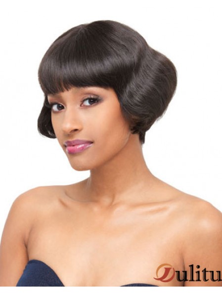 Capless courtes droites brunes exotiques bob perruques