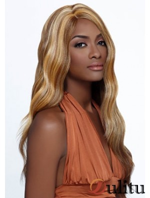Perruques afro-américaines idéales en couches longues ondulées blondes