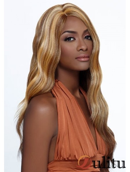 Perruques afro-américaines idéales en couches longues ondulées blondes