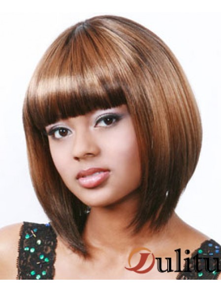Perruques droites synthétiques Bobs Auburn pour femmes noires