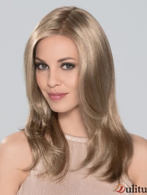 Sans Frange Monofilament 16 pouces Droite Blonde Longue Perruques