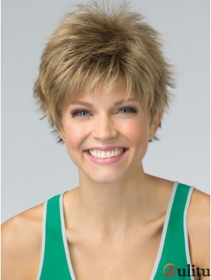 Perruque synthétique courte coupe Pixie couleur blonde Longueur recadrée Boycuts