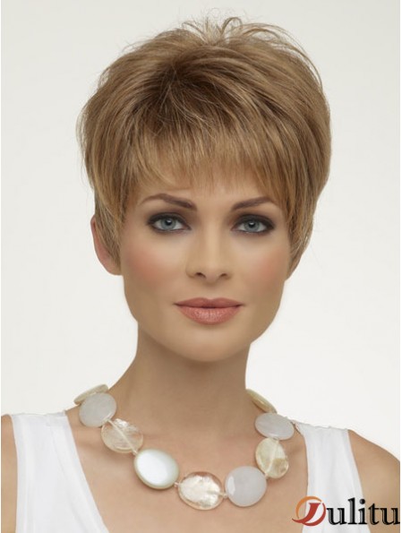 Perruques synthétiques naturelles Boycuts Longueur recadrée Perruques de couleur blonde