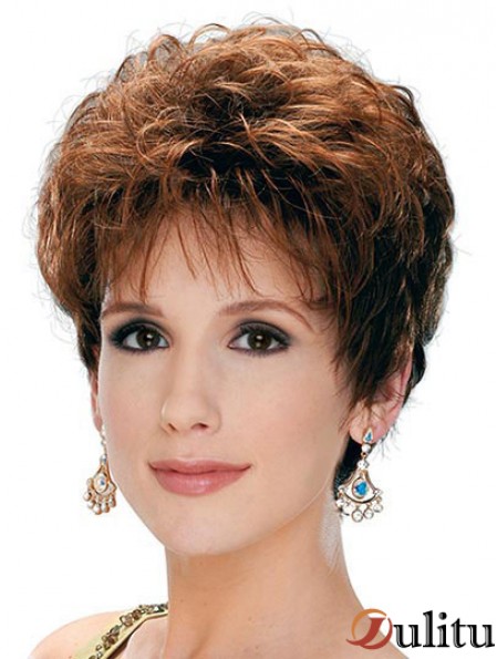 Perruque de dame classique avec une longueur courte de style bouclé synthétique sans capuchon