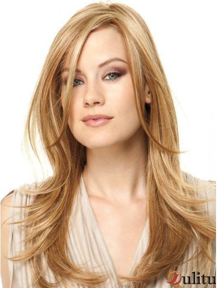 Monofilament Blonde 18 pouces longues couches synthétiques perruques