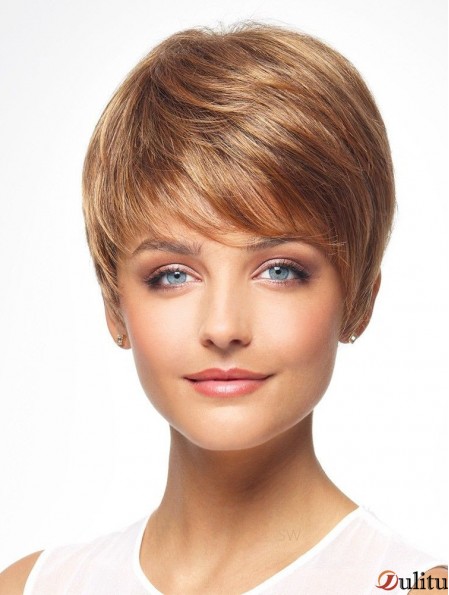 Auburn 8  inchBoycuts moins cher perruques synthétiques sans capuchon